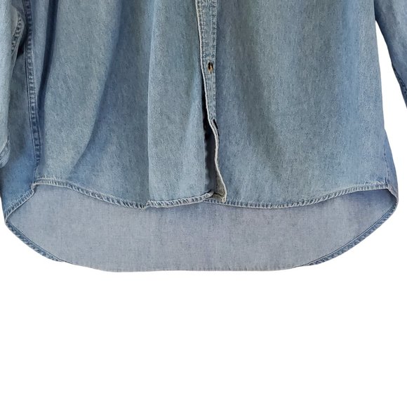 Wright Brothers Chambray Shirt Men's 2XL Long Sleeve Button Front Embroidered - Picture 7 of 11